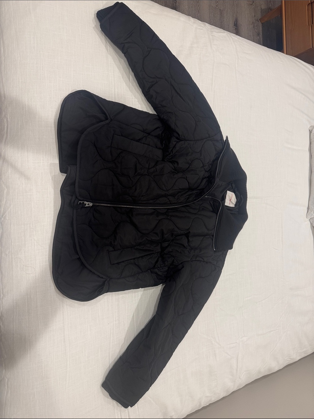 Lucky Brand Black Quilted Puffer Jacket with Zip Front - Lightweight Everyday